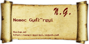 Nemec Györgyi névjegykártya