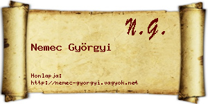 Nemec Györgyi névjegykártya